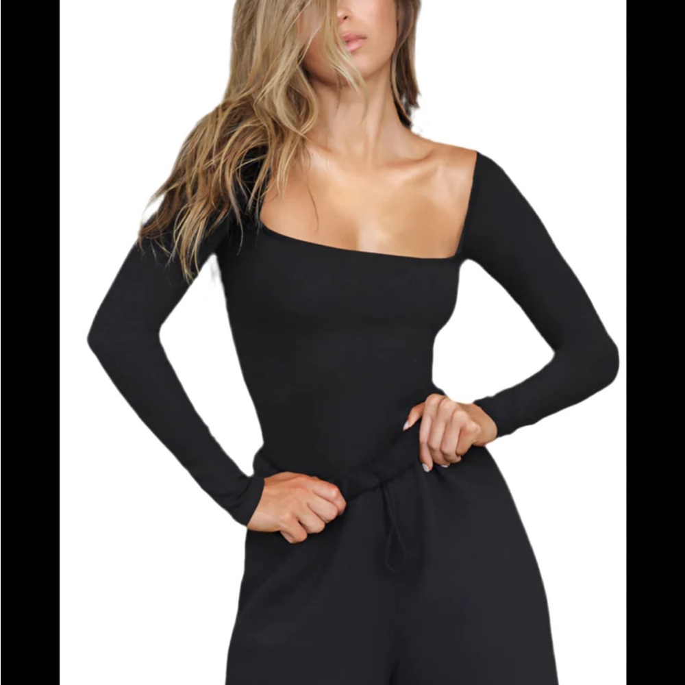 Joah brown square neck long sleeve